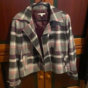 Cabi wool plaid pea coat